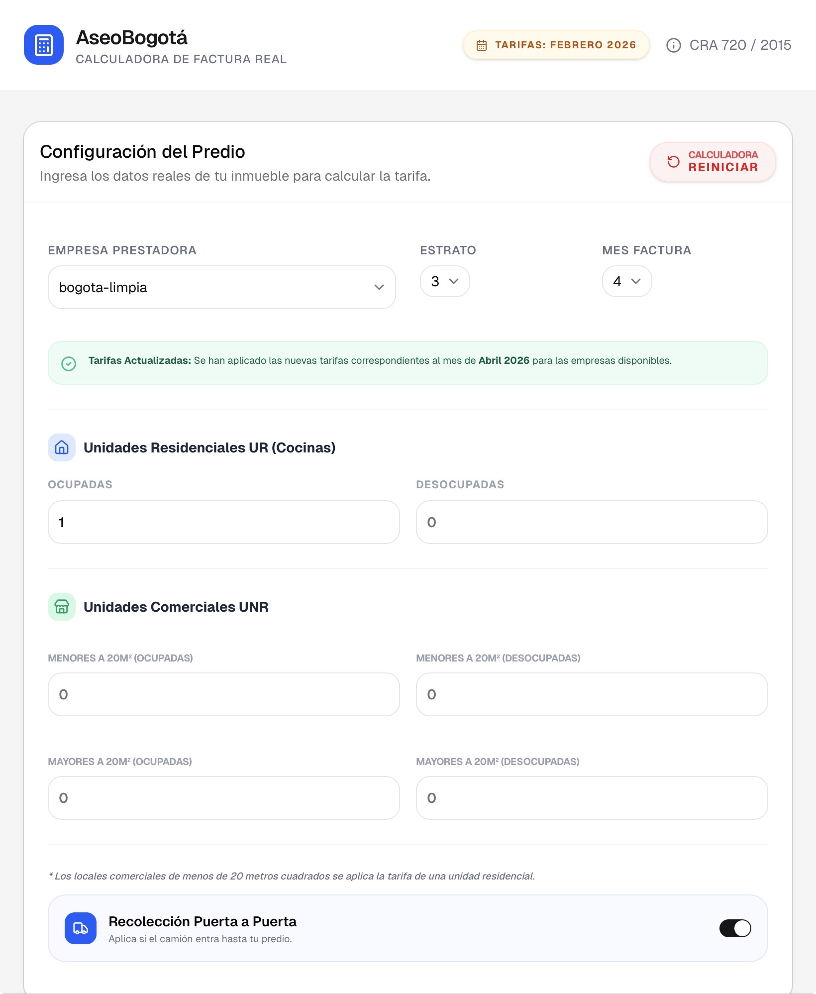 Configuración del predio